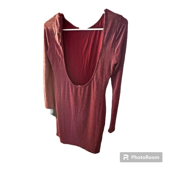 Lulus Gift of Love Red and Silver Backless Long Sleeve Bodycon Dress - Picture 7 of 16